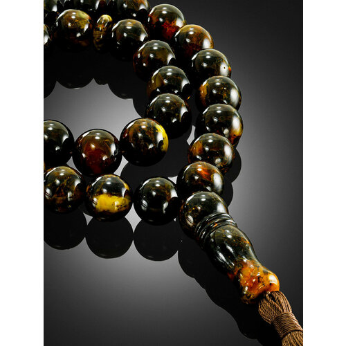 фото Браслет-нить, янтарь, 10 шт., размер 32 см, размер one size, диаметр 11 см, черный amberhandmade