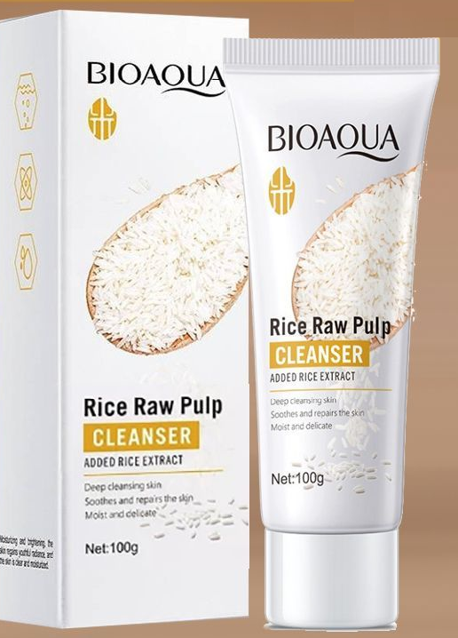 BIOAQUA Очищающая пенка для умывания лица с экстрактом риса Rice Raw Pulp Cleanser 100 g , пенка для лица