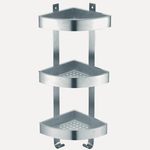 Изображение товара Полка угловая Azario трехэтажная, хром матовый (AZ-833-3)