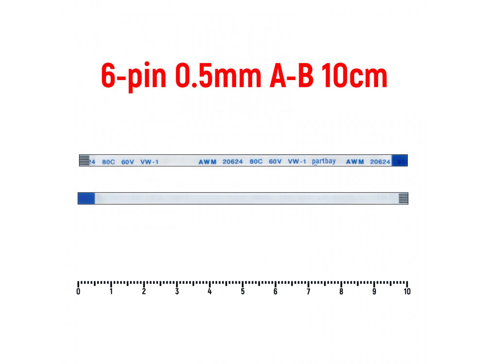 Шлейф тачпада для ноутбука Sony Vaio PCG-71211V FFC 6-pin Шаг 0.5mm Длина 10cm Обратный A-B AWM 20624 80C 60V VW-1