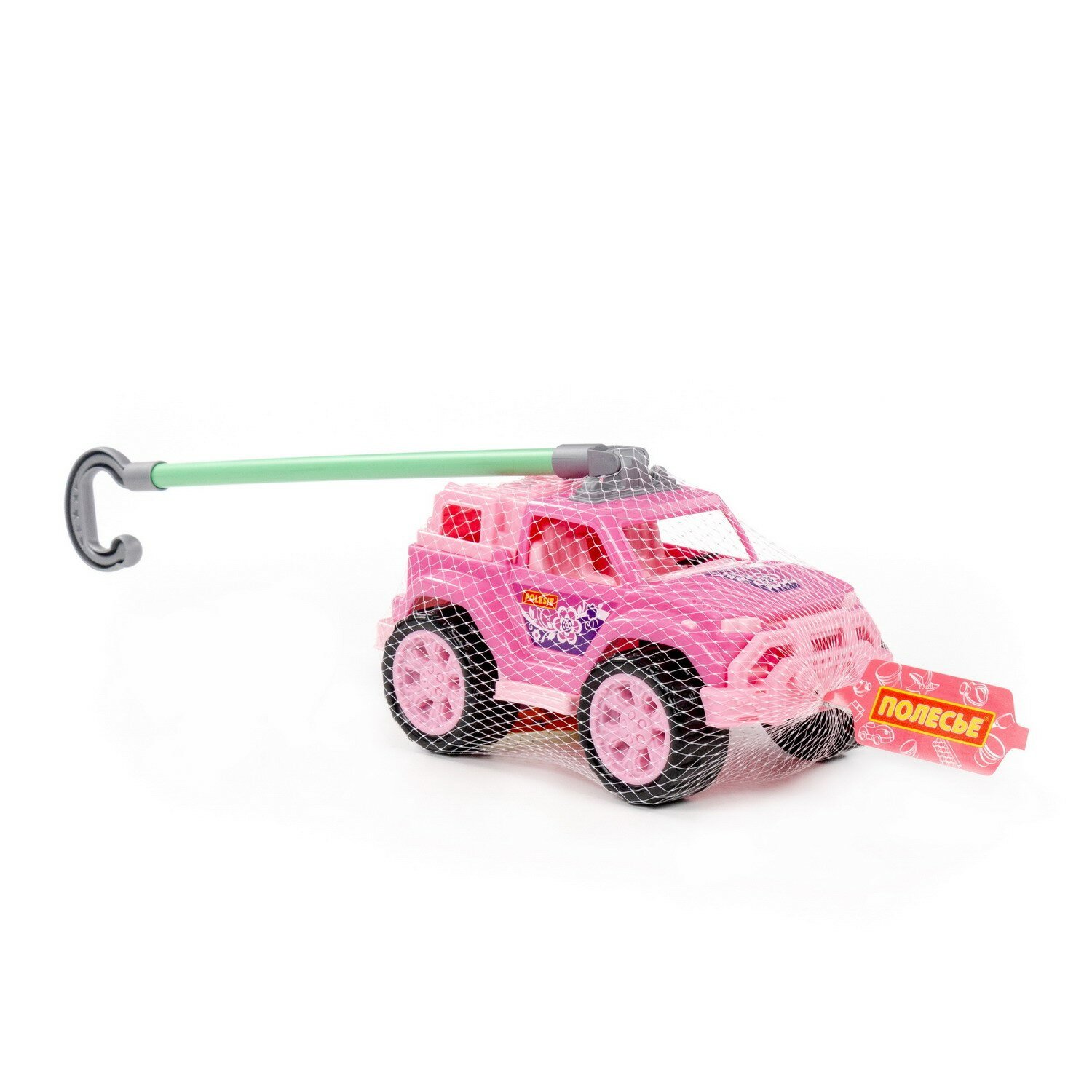 Игрушка-каталка полесье автомобиль Легионер с ручкой (розовый)