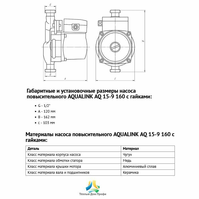 Насос повысительный, циркуляционный 15-9 160 с гайками - фотография № 8