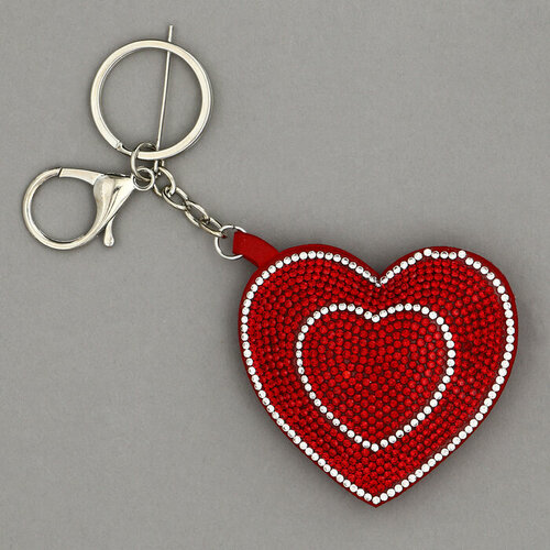 Мягкая игрушка Двойное сердце со стразами, на брелоке, 7 см, цвет красный елочная игрушка erichkrause сердце узорное 7 см 44205 красный