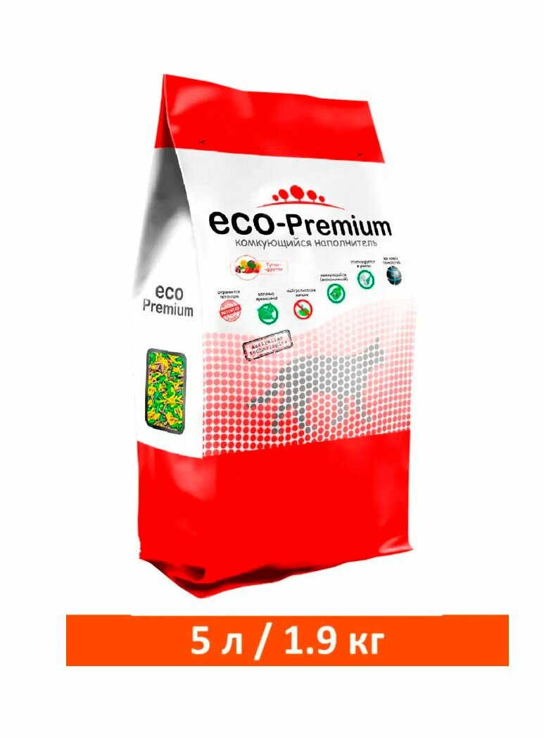 ECO-Premium Тутти-фрутти наполнитель древесный 5л (1.9кг)