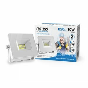 Прожектор (LED) 10Вт 700лм 6500К IP65 бел. Gauss