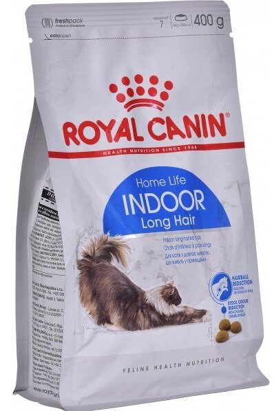 Сухой корм Royal Canin Indoor Long Hair сбалансированный для взрослых длинношерстных кошек живущих в помещении, 400г