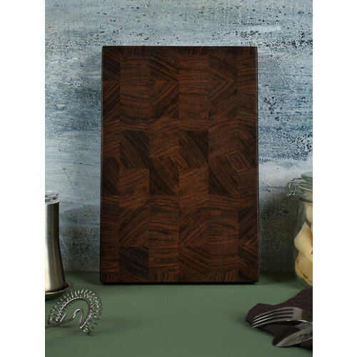 Кухонная торцевая разделочная доска из древесины экзотического Африканского дерева Амазаку SBwooD 30*20*3см