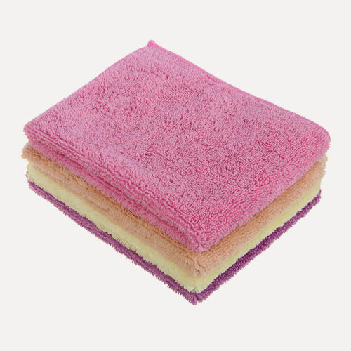 Изображение товара Набор салфеток из микрофибры для сухой уборки, 4 штуки, 30х40см, 4 цвета.