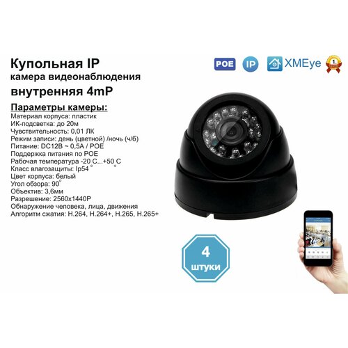4шт DVB300IP4MPPOE Внутренняя IP камера 4мП с ИК до 20м 933500₽