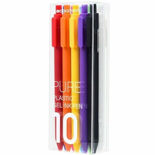 Набор цветных гелевых ручек Xiaomi Kaco Pure Plastic Gel Ink Pen (K1015) 10шт.