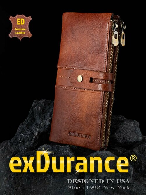 Кошелек exDurance ED-043 Brown, фактура гладкая, коричневый