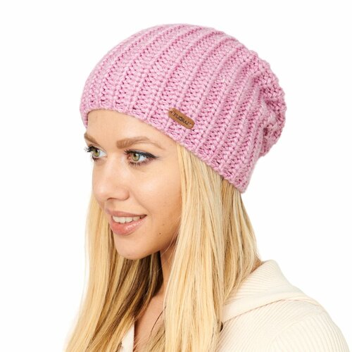 фото Шапка бини flioraj, размер 56-58, розовый