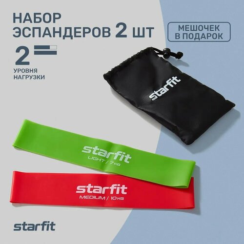 Мини-эспандеры STARFIT ES-206, малиновый/лаймовый, 2 шт.