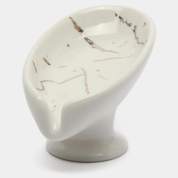 фото Мыльница керамическая, цвет черный мрамор