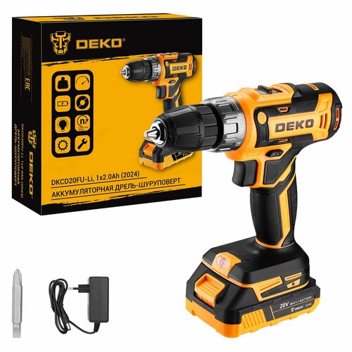 Аккумуляторная дрель-шуруповерт DEKO DKCD20FU-Li 20В 1x20Ач зу 2024 382000₽