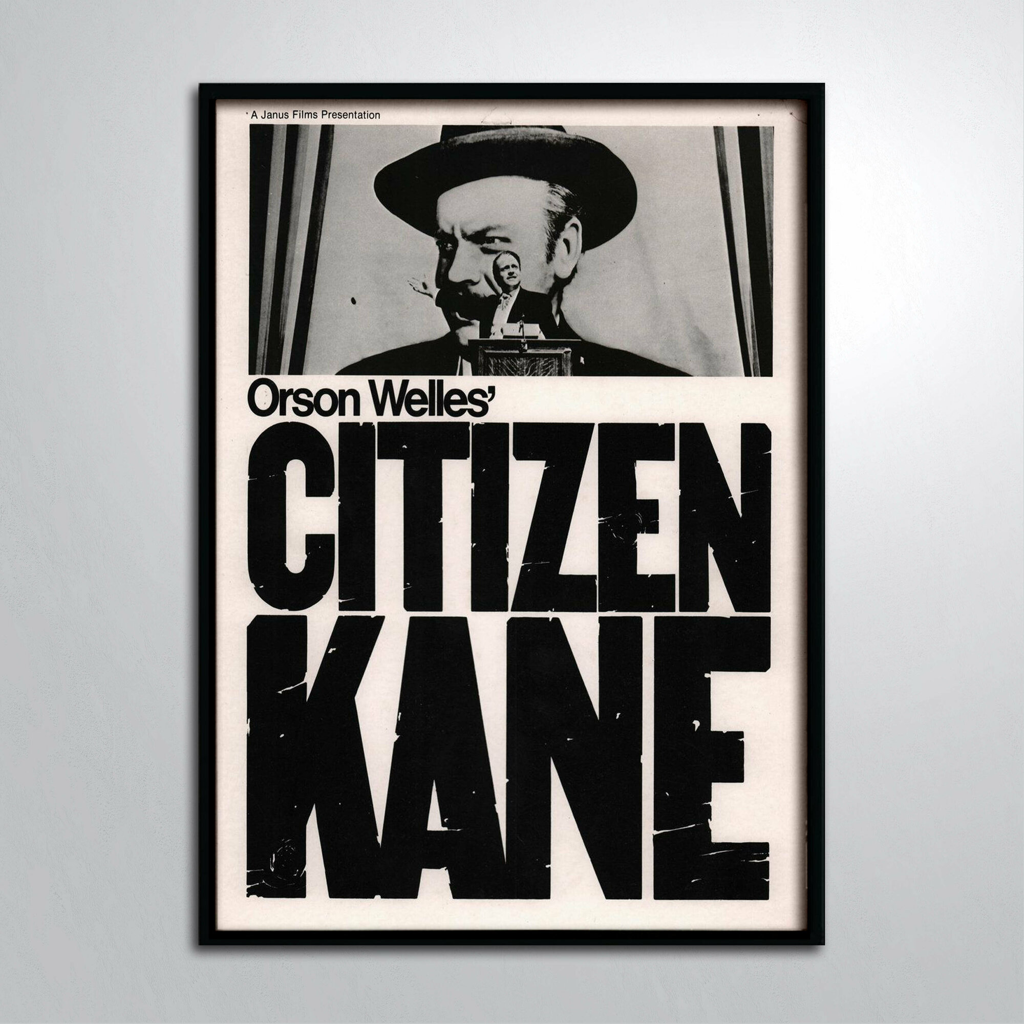 Постер в раме/Винтажный плакат/ Орсон Уэллс Гражданин Кейн (1941) Мининмализм Citizen Kane