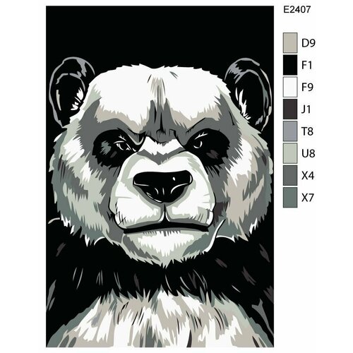 Детская картина по номерам E2407 Грозный панда 20x30
