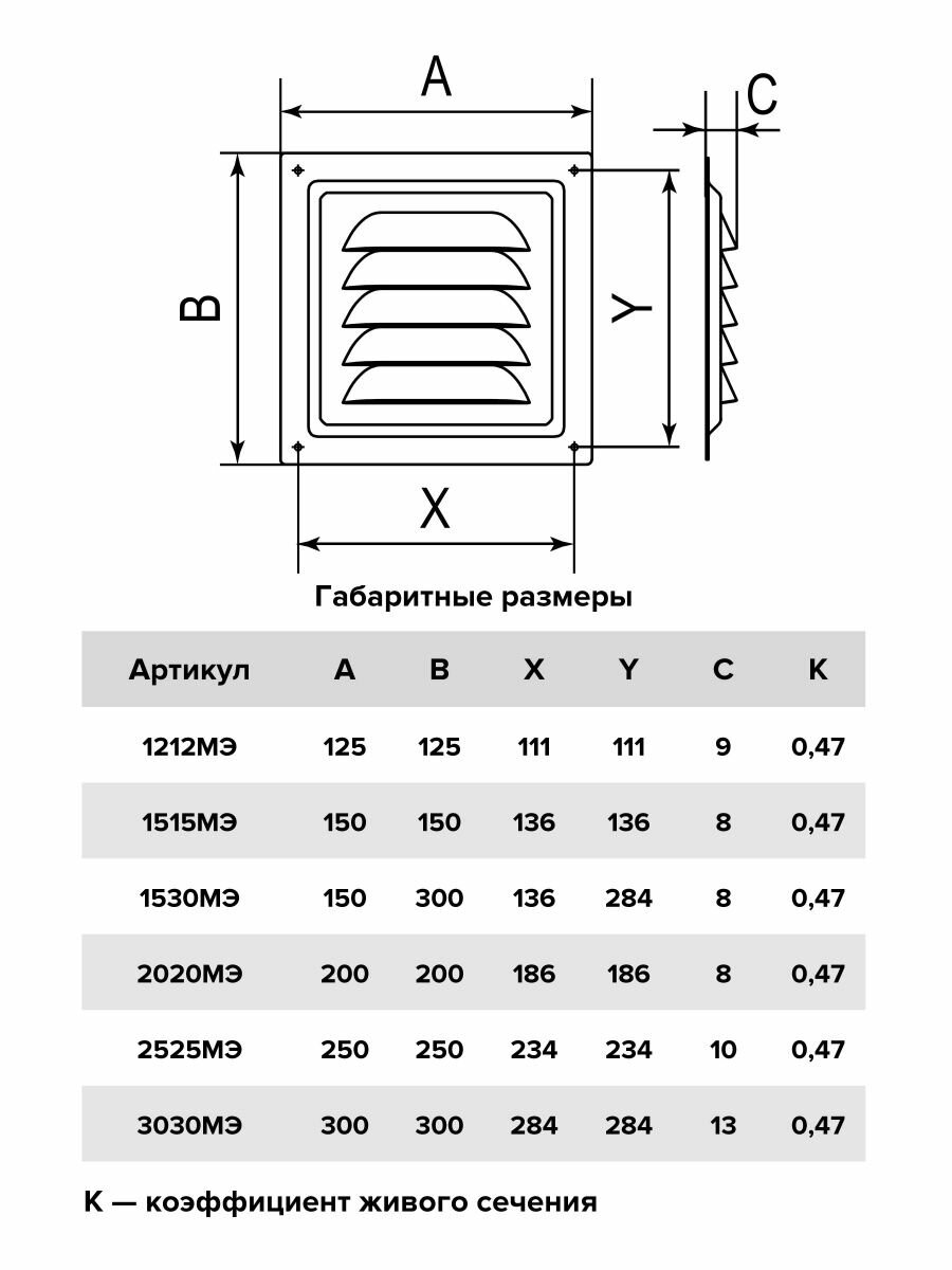 Решетка вентиляционная накладная 2525МЭ 250 x 250мм с сеткой, белый