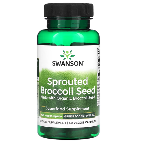 Swanson, Пророщенные семена брокколи, 400 мг, 60 растительных капсул