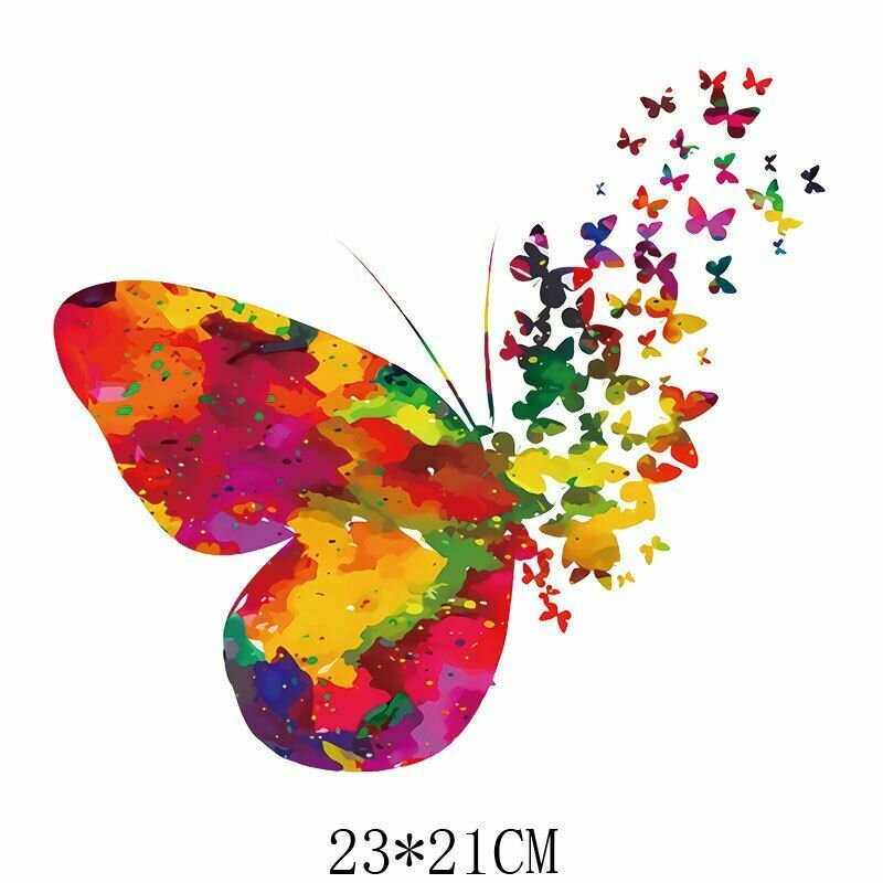 Термонаклейка на одежду бабочка разноцветная большая термоапликация
