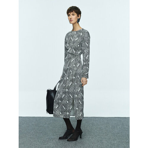 фото Платье zarina, размер m (ru 46), белый, черный