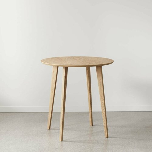 Стол круглый нераскладной кухонный обеденный из шпона и массива дуба диаметр 75 см