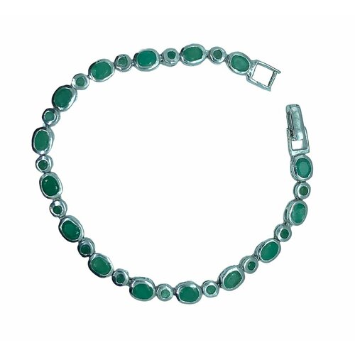 Браслет, серебро, 925 проба, изумруд, длина 19 см.