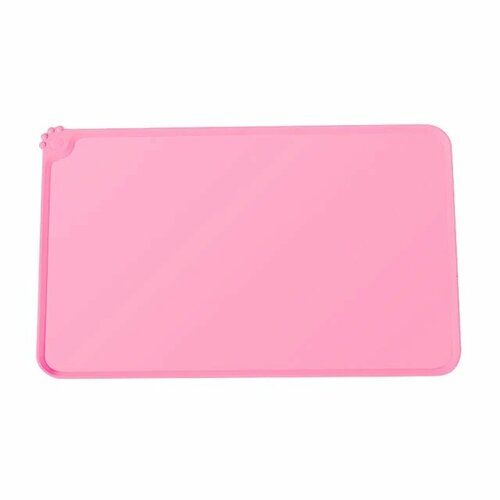 Силиконовый коврик под миску для кошек и собак нескользящий с бортиками 30*48см розовый