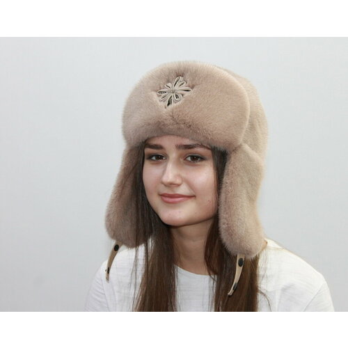 фото Шапка ушанка ушанка норковая, размер 58-59, коралловый мария