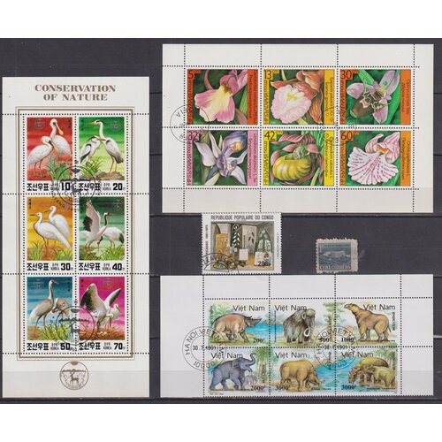 Набор почтовых марок Начальная коллекция иностранных почтовых марок №7 Медицина, Птицы, Искусство, Цветы, Динозавры