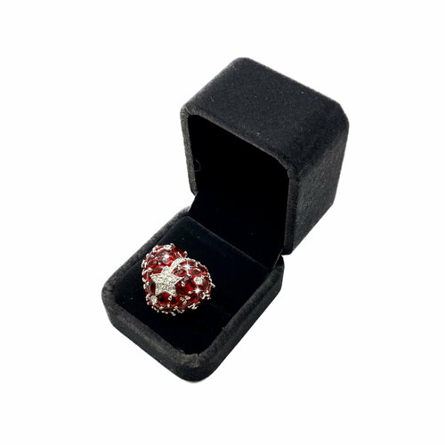 Кольцо, кристаллы Swarovski, размер 20, красный, белый