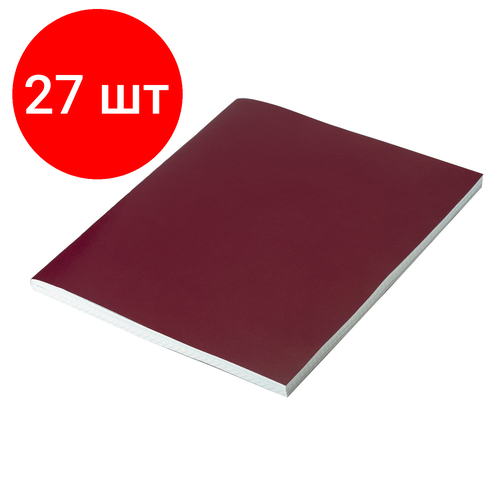 Комплект 27 шт, Тетрадь бумвинил, А4, 96 л, скоба, офсет №1, клетка, STAFF, бордовый, 403420 тетрадь бумвинил а4 96 л скоба офсет 2 эконом клетка staff бордовый 2 шт