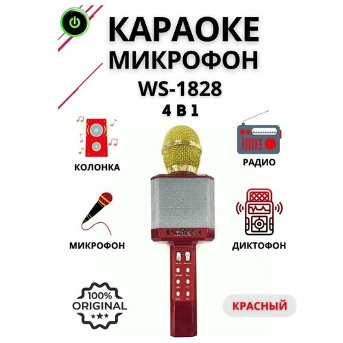Микрофон WSTER Беспроводной оригинальный караоке-микрофон WS-1828 с функцией изменения голоса цвет красный 245000₽