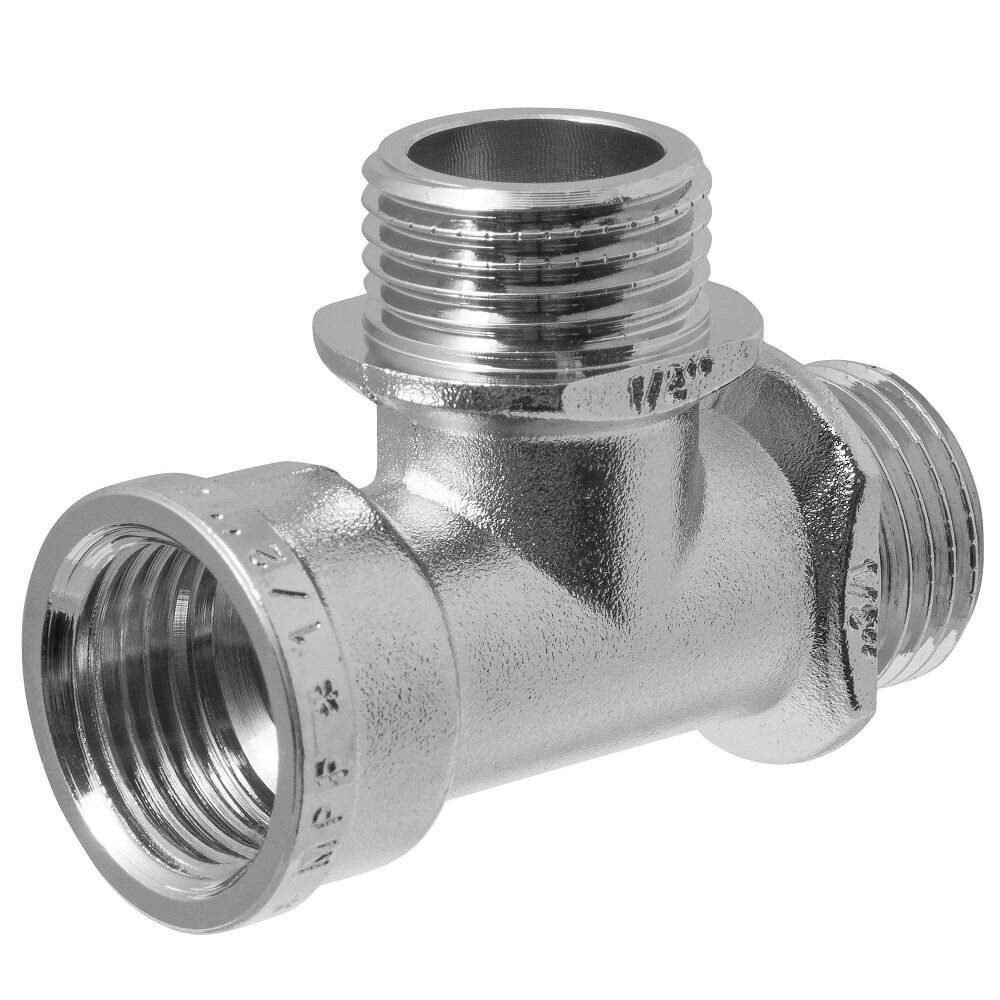 Тройник 1/2" в/н/н с ограничителем MPF + лента ФУМ 10 м — фото 1