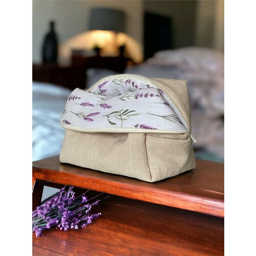 фото Косметичка 10х12х18 см, бежевый, фиолетовый нет бренда