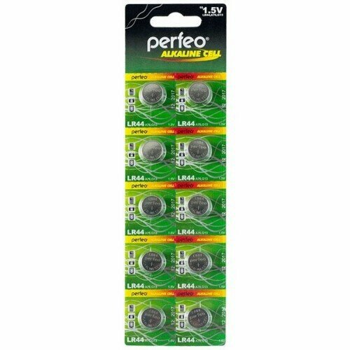 батарейка perfeo lr44 10bl alkaline cell 357a ag13 200шт Батарейка литиевая таблетка Perfeo Alkaline Cell LR44, 20 шт (2 блистера)