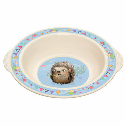Тарелка детская глубокая с голубым декором (бежевый) тарелка пластишка с декором 4313224 розовый
