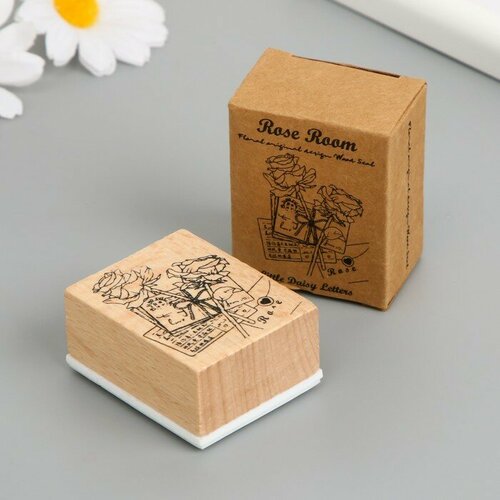 Печать дерево резина Розы и письма 5х4х25 см 576₽