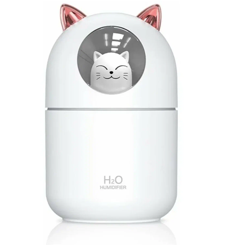 Увлажнитель воздуха мини котик, портативный увлажнитель с LED подсветкой, Аромадиффузор, белый