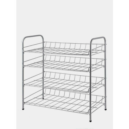 Полка этажерка для обуви обувница 4 яруса цвет белая хром бронза стеллаж Цвет Хром 6405₽