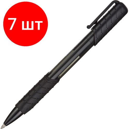 Комплект 7 штук, Ручка шариковая автомат. KORES К6 треуг. корп, манж,0.5мм, черн ручка шариковая kores автоматическая треугольный корпус манжета 0 5 мм черный