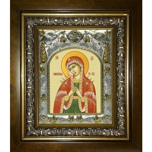 икона семистрельная божия матерь с перламутром 15 х 18 см Икона Семистрельная Божия Матерь