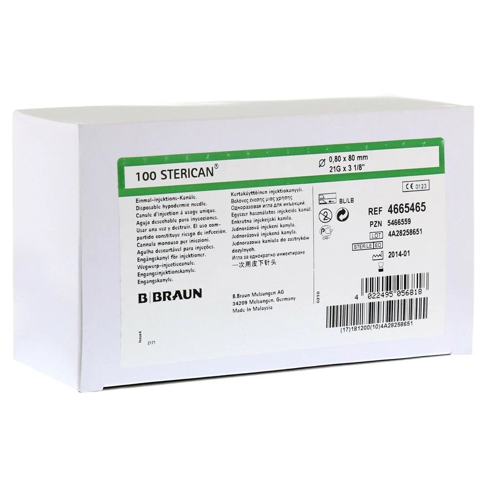 Игла инъекционная B. Braun Sterican 21G (0,8 X 80) упаковка 10 шт