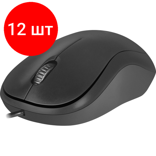 Комплект 12 штук Мышь компьютерная Defender Patch MS-759 черный3 кнопки1000 dpi 396700₽