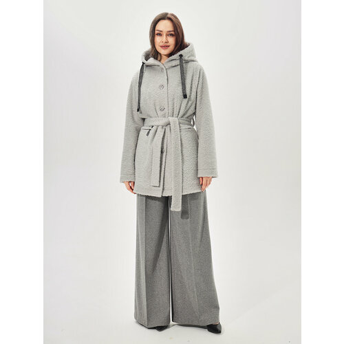 Пальто D'IMMA fashion studio, размер 42, серый толстовка puma силуэт свободный средней длины капюшон размер s черный