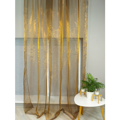 Штора 145х260 органза золото