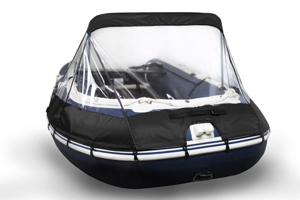 фото Тент носовой для лодки ПВХ цв. чёрный. На лодку 2,8-4,8 м, высота тента 60 см