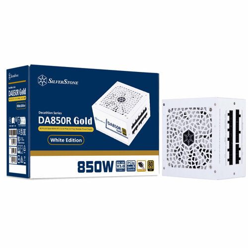 Блок питания Silverstone G54ADA085R4M220 80 PLUS Gold 850W ATX 3.0, PCIe 5.0 Fully Modular Power Supply white