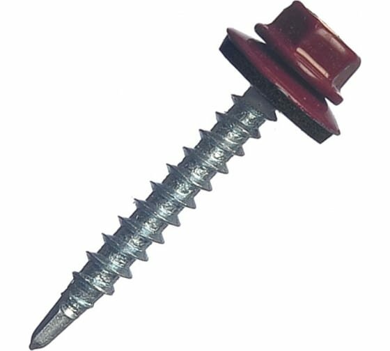 фото Саморезы кровельные 4.8х29 RAL 3005, сверло, цвет красное вино, коробка 70 шт. Бригадир