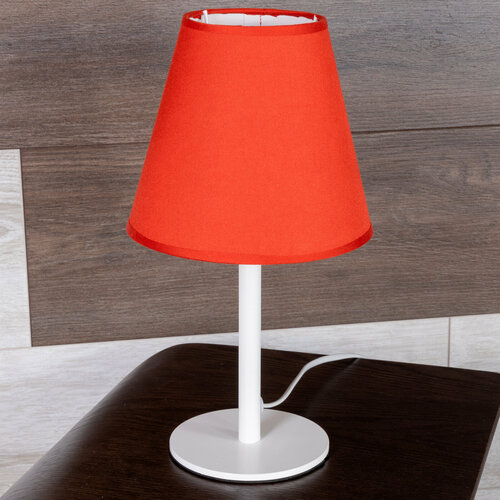 Настольная лампа, светильник настольный с абажуром арт. MA-40427-W+R Цвет белый, абажур красный.